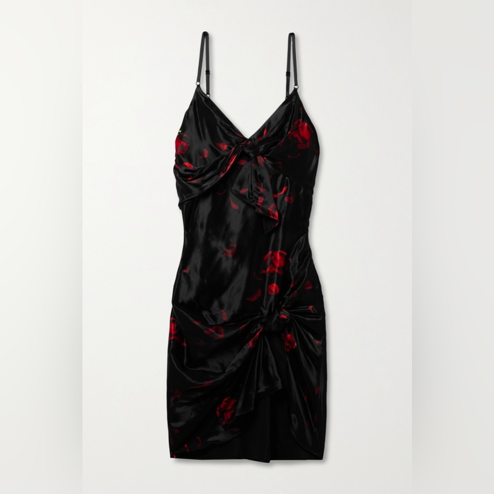 EUC Alexander Wang Rose Printed Integrated Knots Cami Slip Dress $695 8